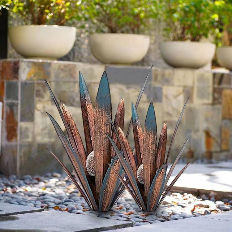 Muciwa metal agave sculpture displayed indoors