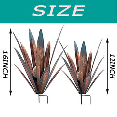 Muciwa metal agave sculpture in a garden setting