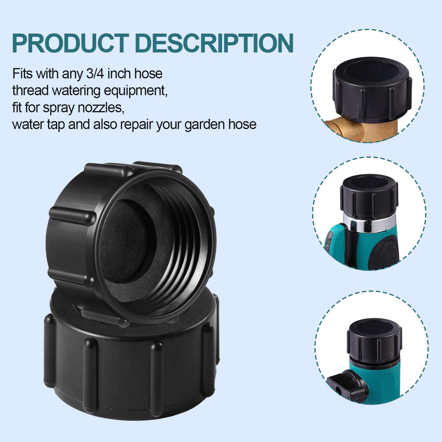 Mudder 3/4 inch GHT garden hose cap on a hose