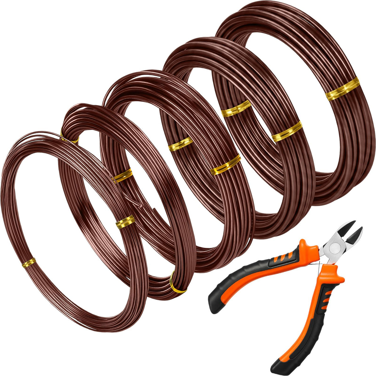 Mudder Bonsai Training Wire Kit with 5 rolls of brown wire