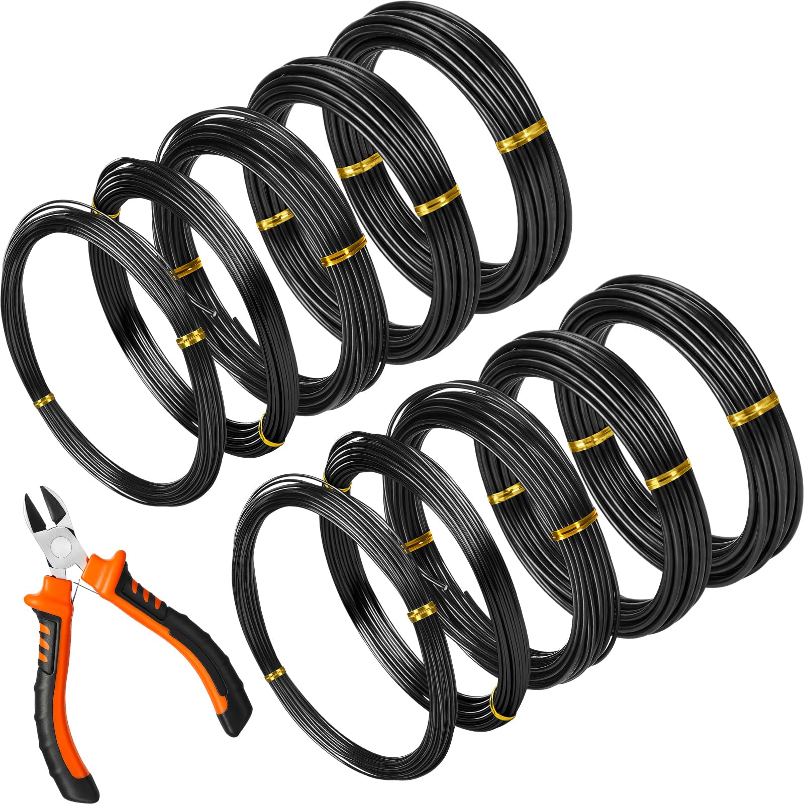 Mudder Bonsai Training Wire pack with 10 rolls in black