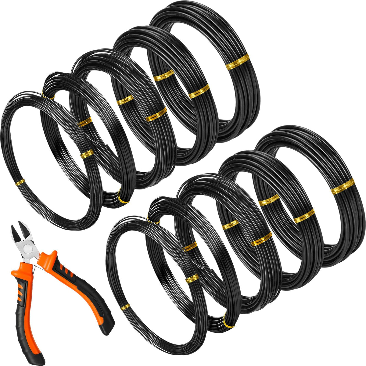 Mudder Bonsai Training Wire pack with 10 rolls in black