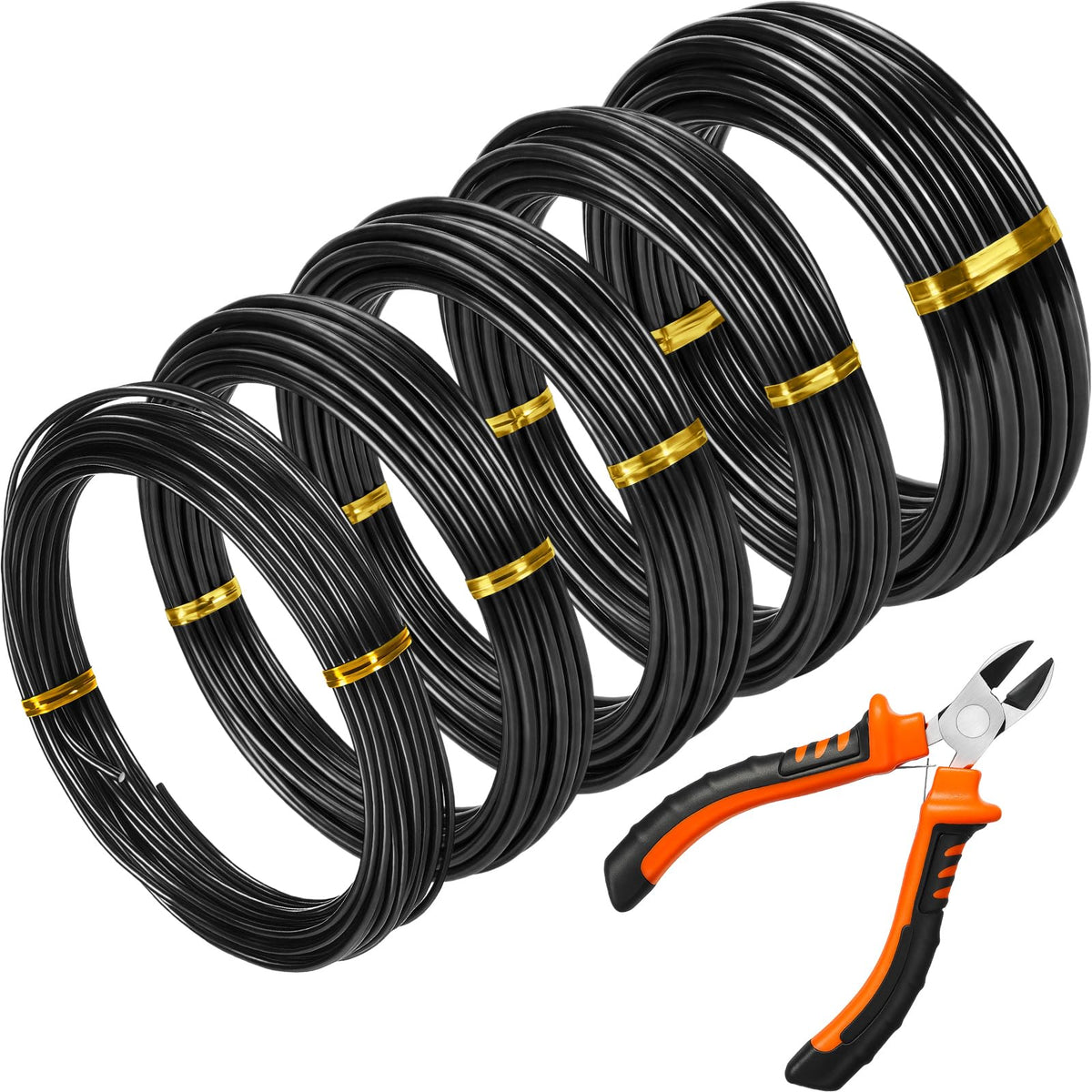 Mudder Bonsai Training Wire Set including wire cutter and 5 rolls of wire