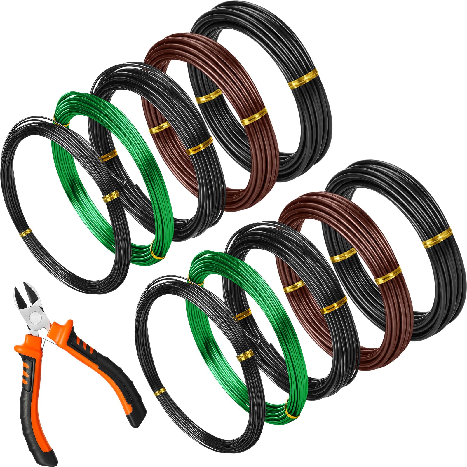 Mudder Bonsai Training Wire Set with cutter and assorted wire rolls