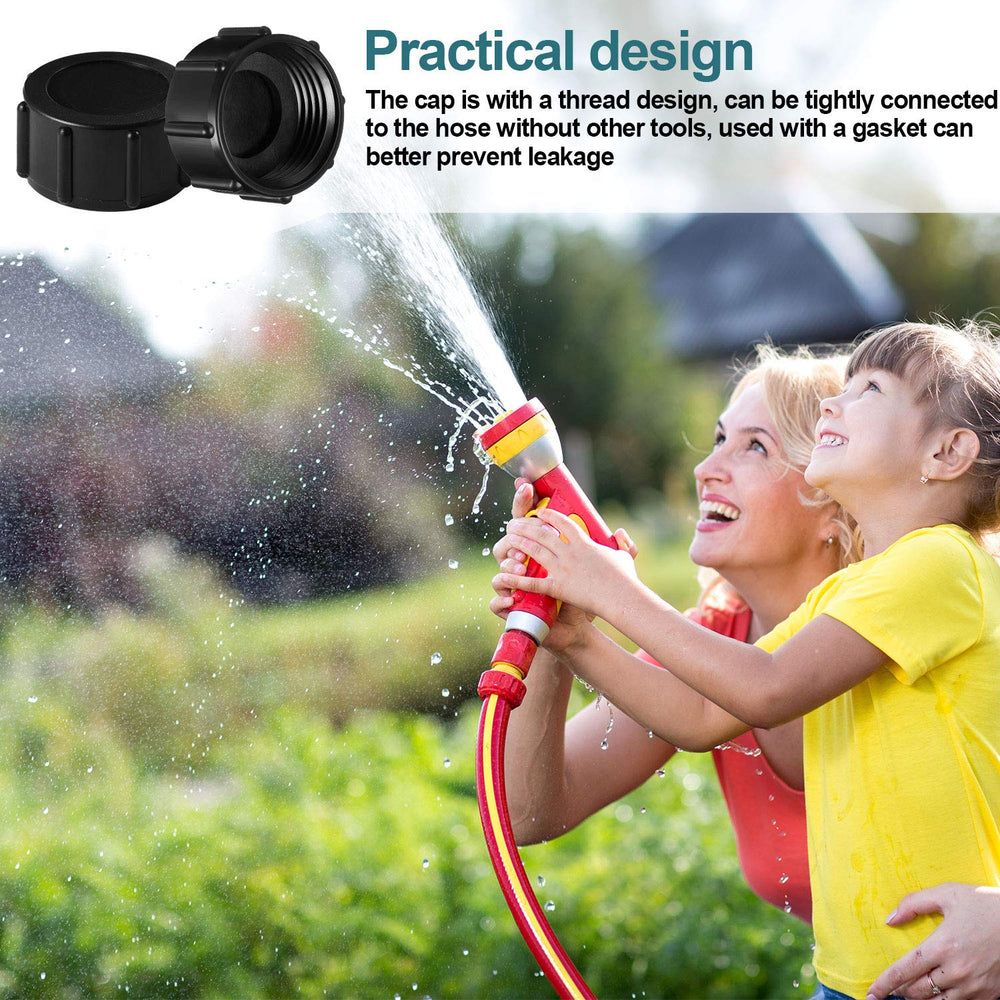 Mudder garden hose caps set ready for use outdoors
