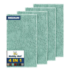 Muddy Mat 4-Piece Seafoam Green Medium Microfiber Rug Front View