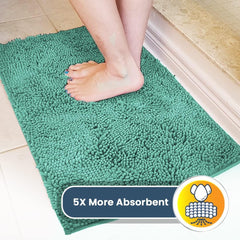 Muddy Mat 4-Piece Seafoam Green Rug on Hardwood Floor