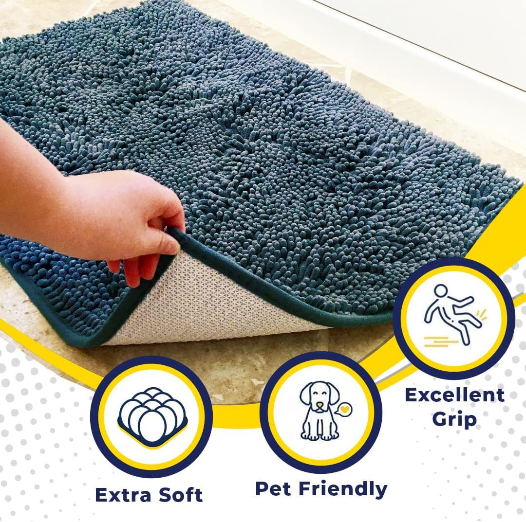 Muddy Mat Atlantic Green Microfiber Door Mat in a kitchen setting