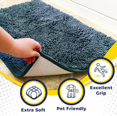 Muddy Mat Atlantic Green Microfiber Door Mat in a kitchen setting