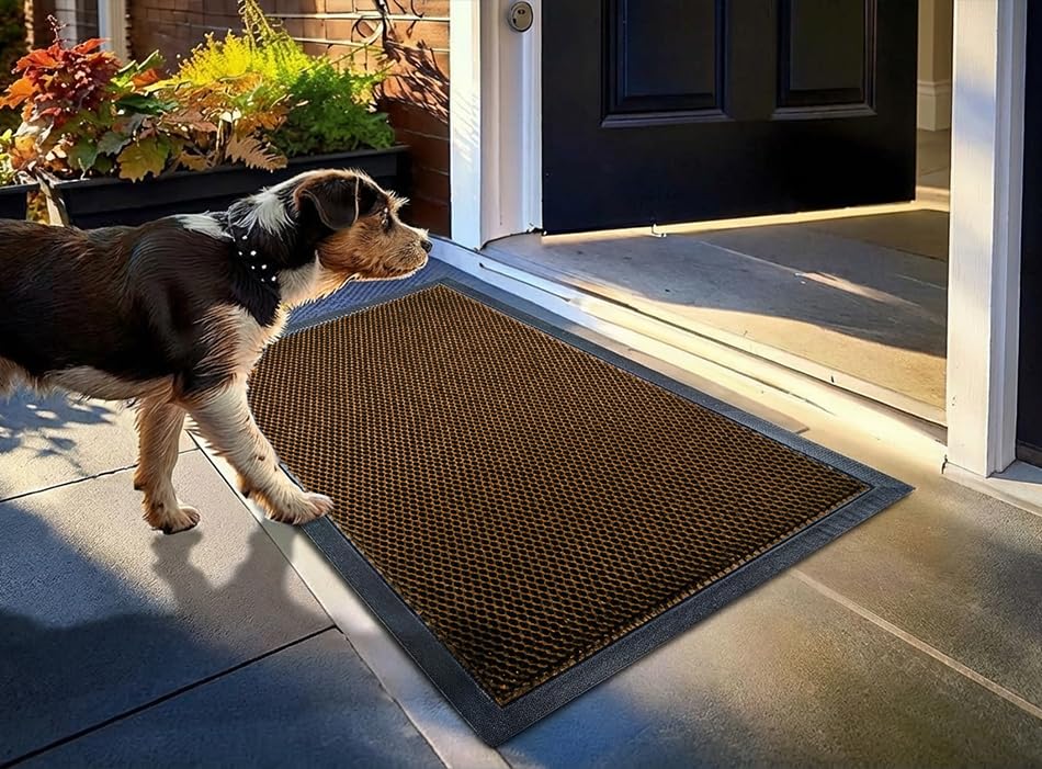 Muddy Mat Heavy-Duty Quick-Dry Door Mat front view, orange, 23x35 inches