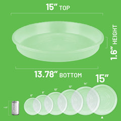 MUDEELA 15-inch plant saucer side view with dimensions
