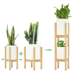 MUDEELA 2 Pack Indoor Plant Stands front view, 30 inches tall, natural bamboo
