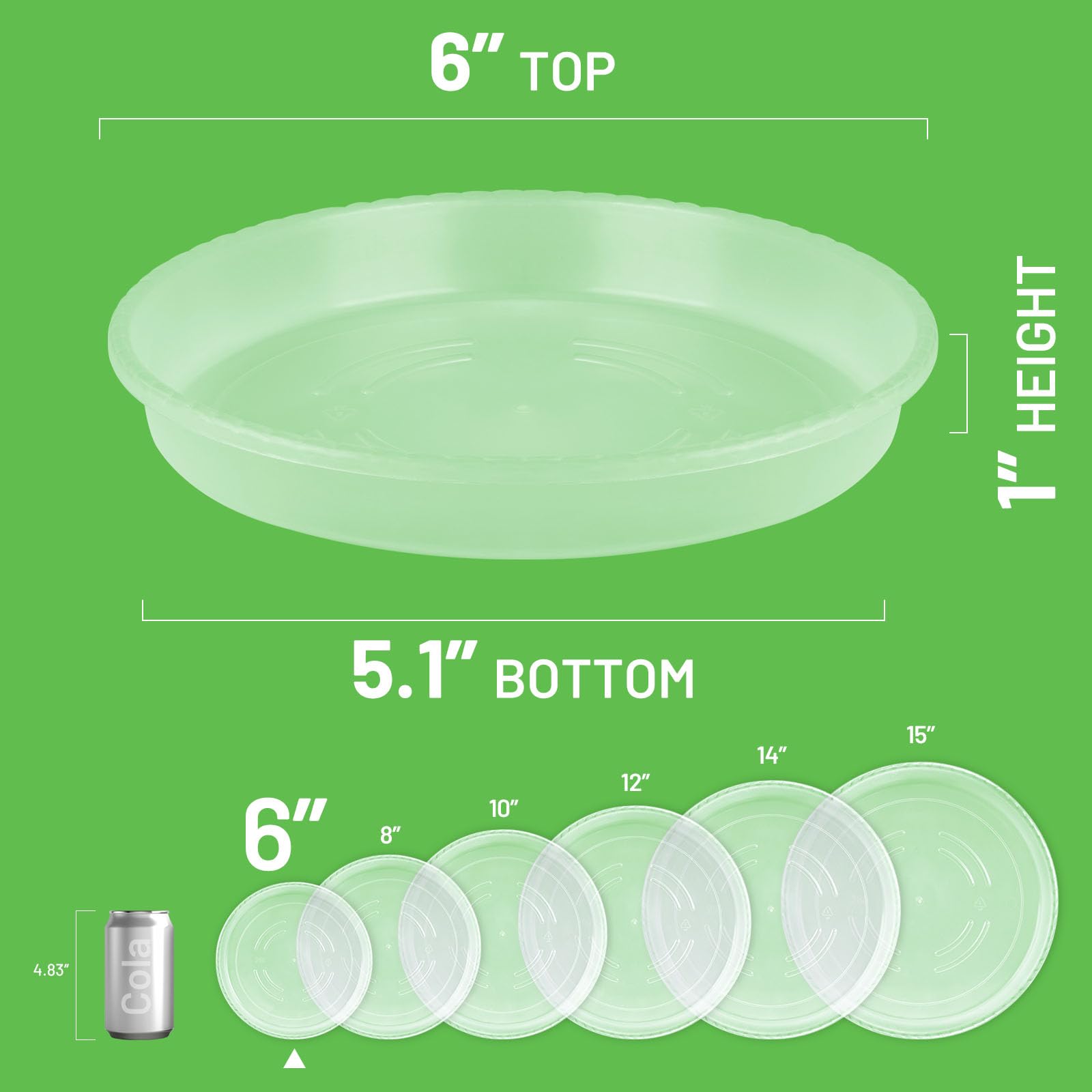 MUDEELA 6-Inch Plastic Plant Saucer side view