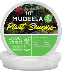 MUDEELA 6-Pack Clear Plant Saucers 10 Inch, top view