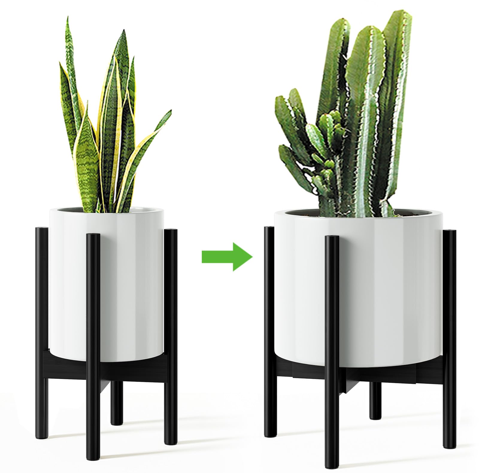 MUDEELA Adjustable Plant Stand, Black, front view