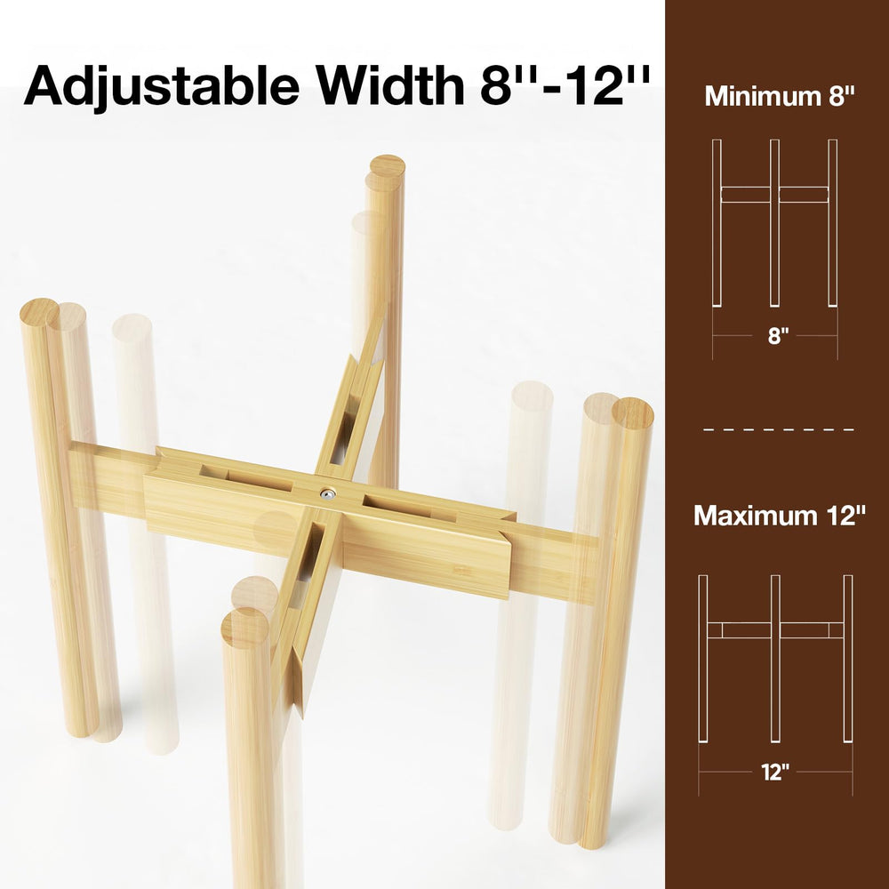 MUDEELA Bamboo Plant Stand Adjustable Width for Indoor Use