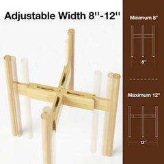 MUDEELA Bamboo Plant Stand Adjustable Width for Indoor Use