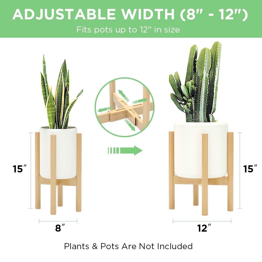 MUDEELA bamboo plant stand side view with adjustable width