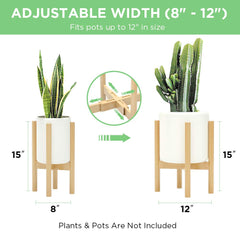 MUDEELA bamboo plant stand side view with adjustable width