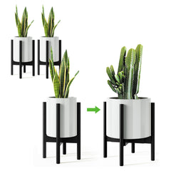 MUDEELA Plant Stand front view, 14.5 inch tall black bamboo