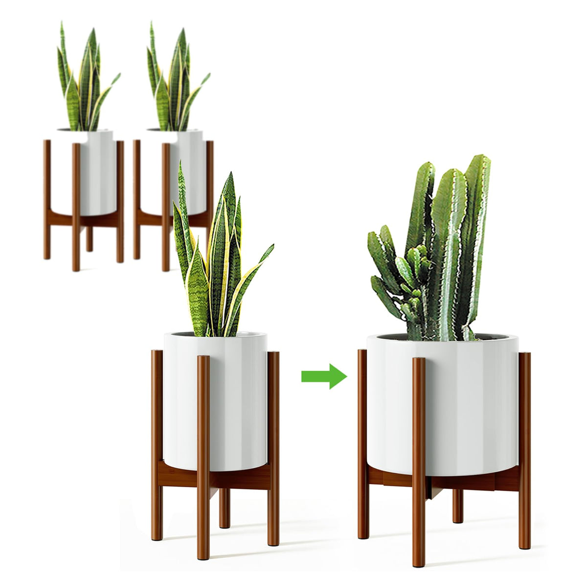 MUDEELA Plant Stand front view in dark brown
