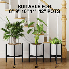 MUDEELA Plant Stand in a living room setting with plants