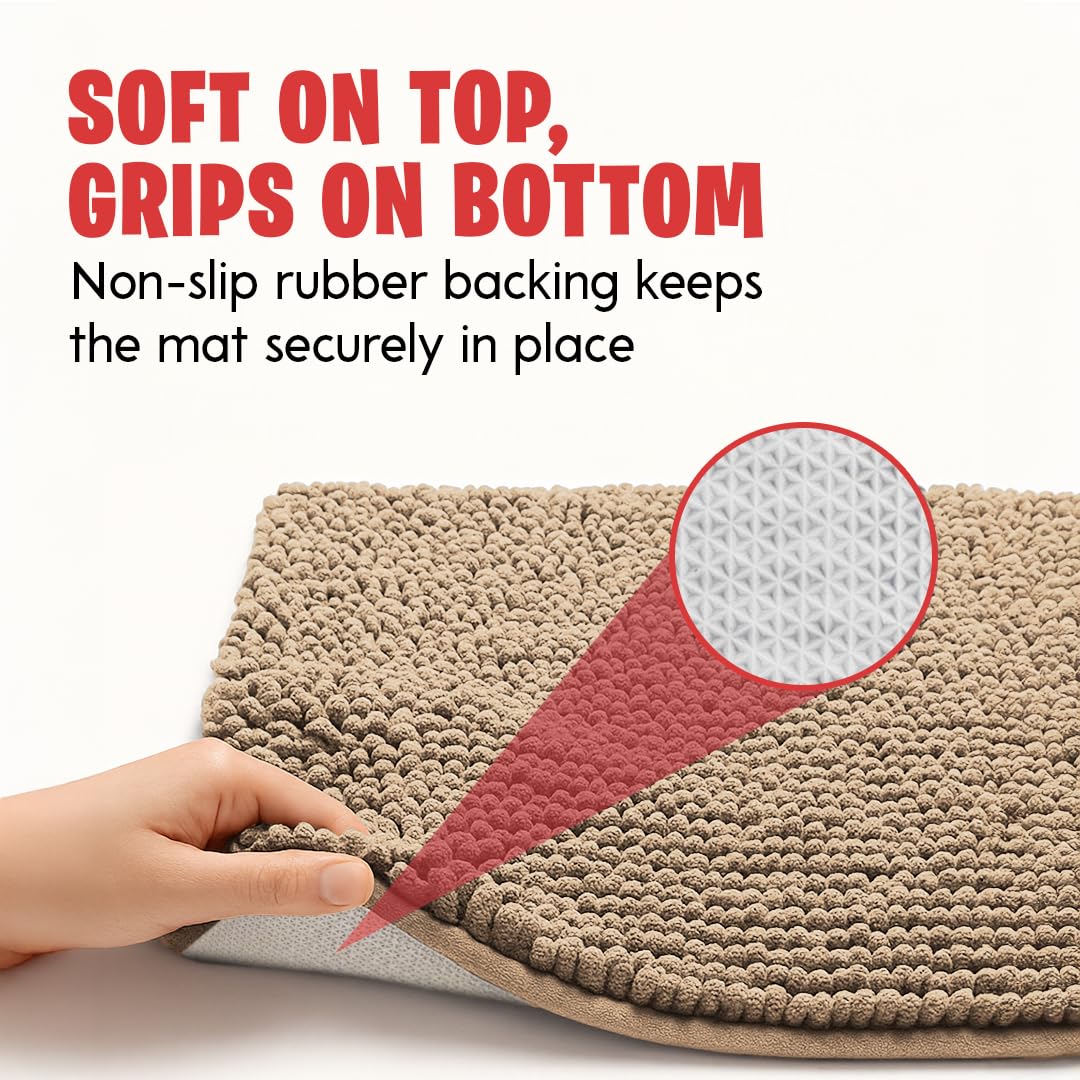 MUDGUARD MAT Dog Door Muddy Mat beige in laundry room