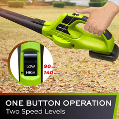 MUELLER HOME UltraStorm Leaf Blower demonstrating lightweight design