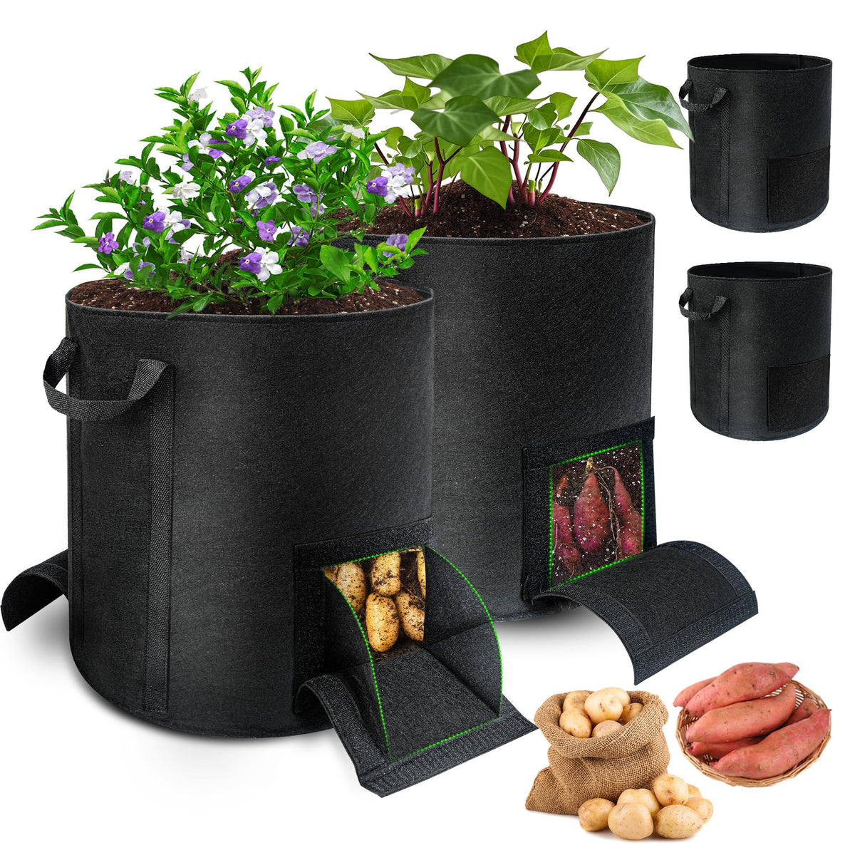 Mulctun 15 Gallon Potato Grow Bag with dual windows