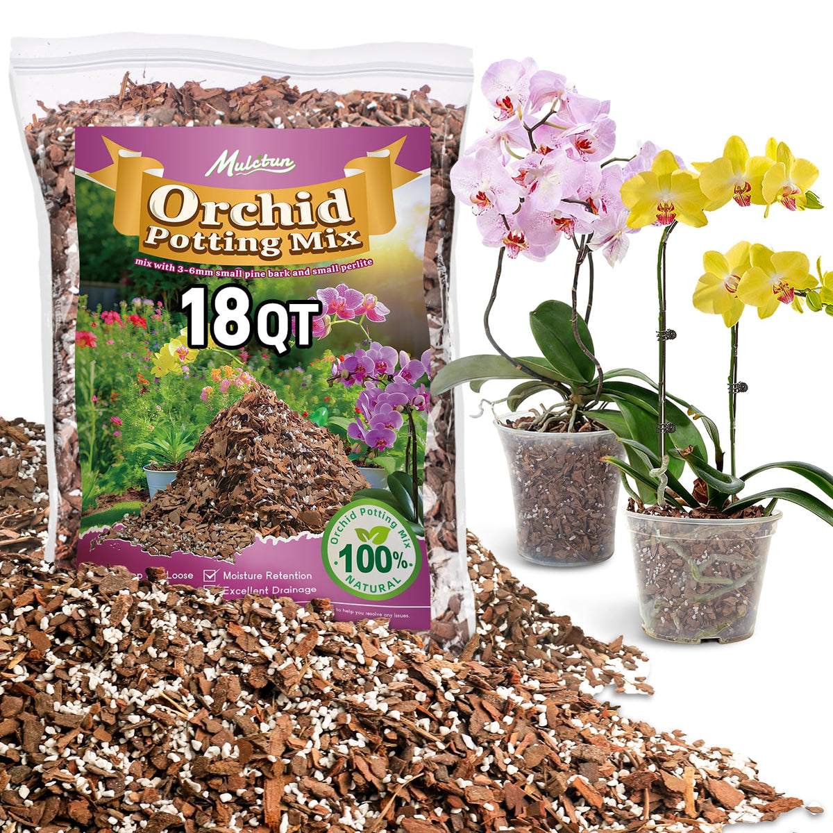 Mulctun Orchid Bark Potting Mix 18QT front view