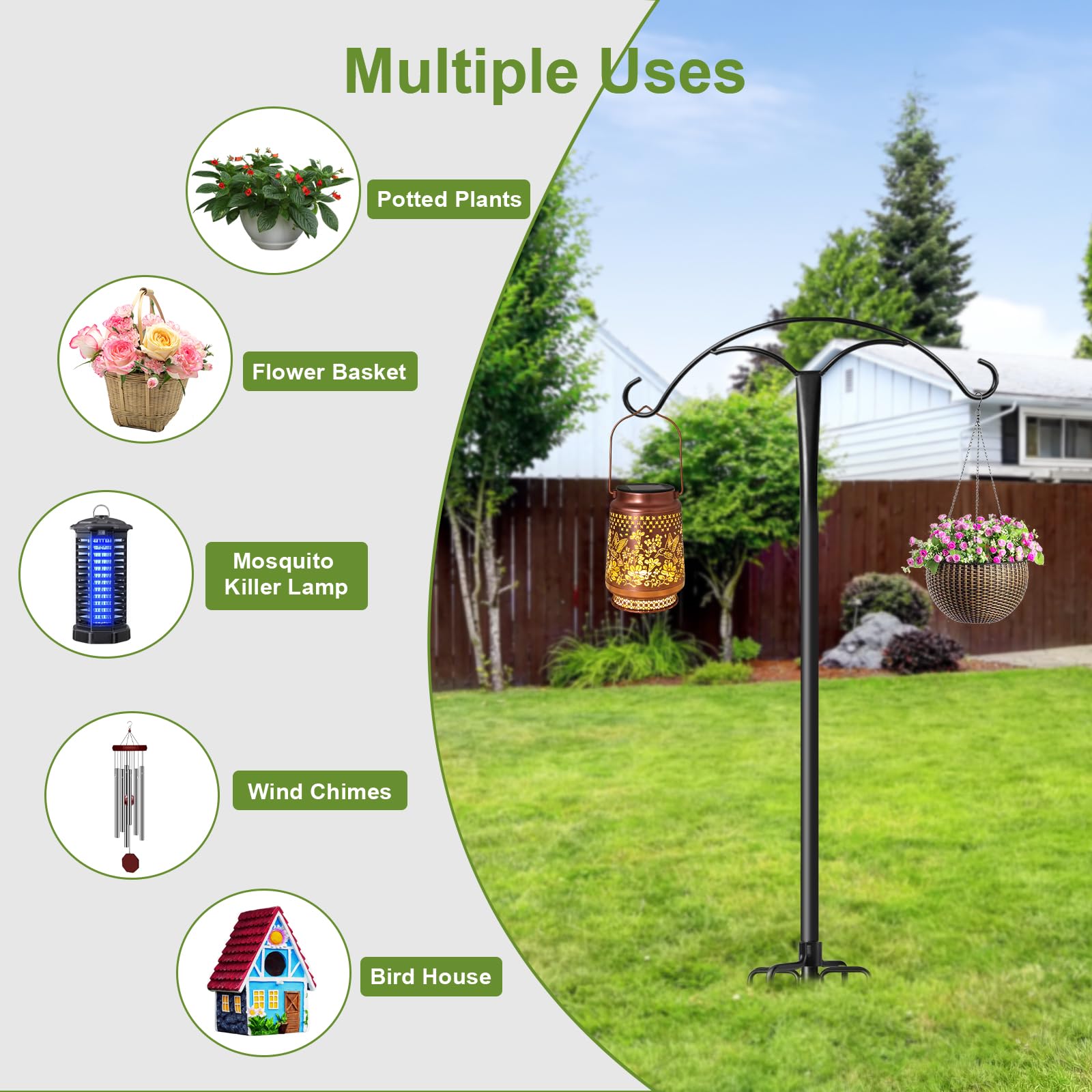 MuliVid Shepherds Hook assembled in garden setting