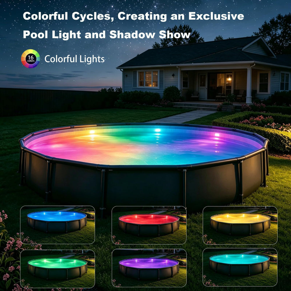 Multicolour underwater lighting effect in pool