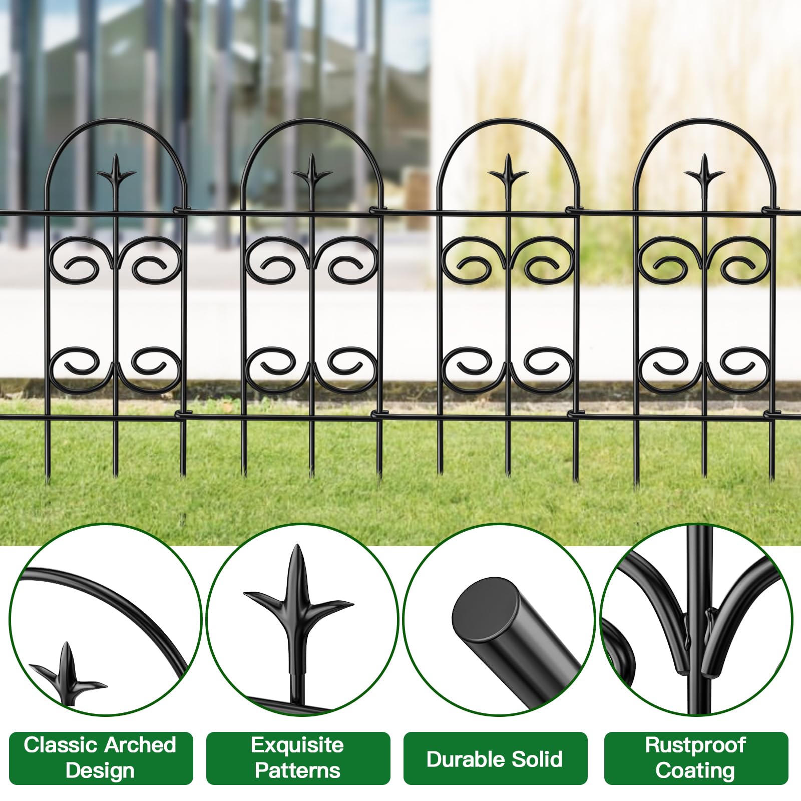 Multiple AMAGABELI fence panels connected in a straight line