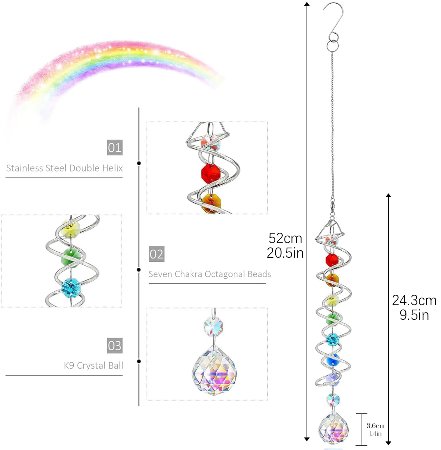 Multiple angles of H&D HYALINE & DORA 20.5in suncatcher