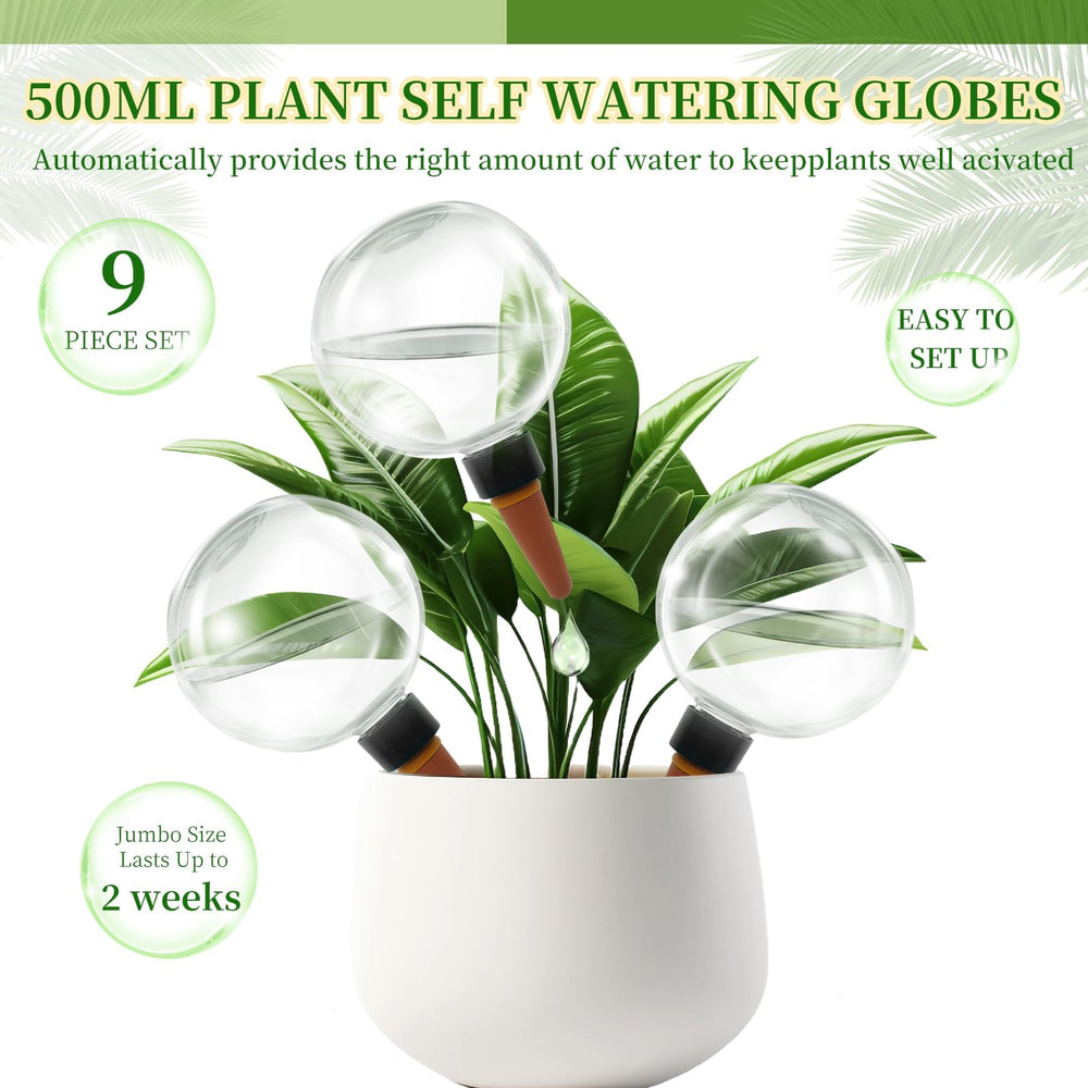 Multiple GEWOSI self watering globes in use with indoor plants