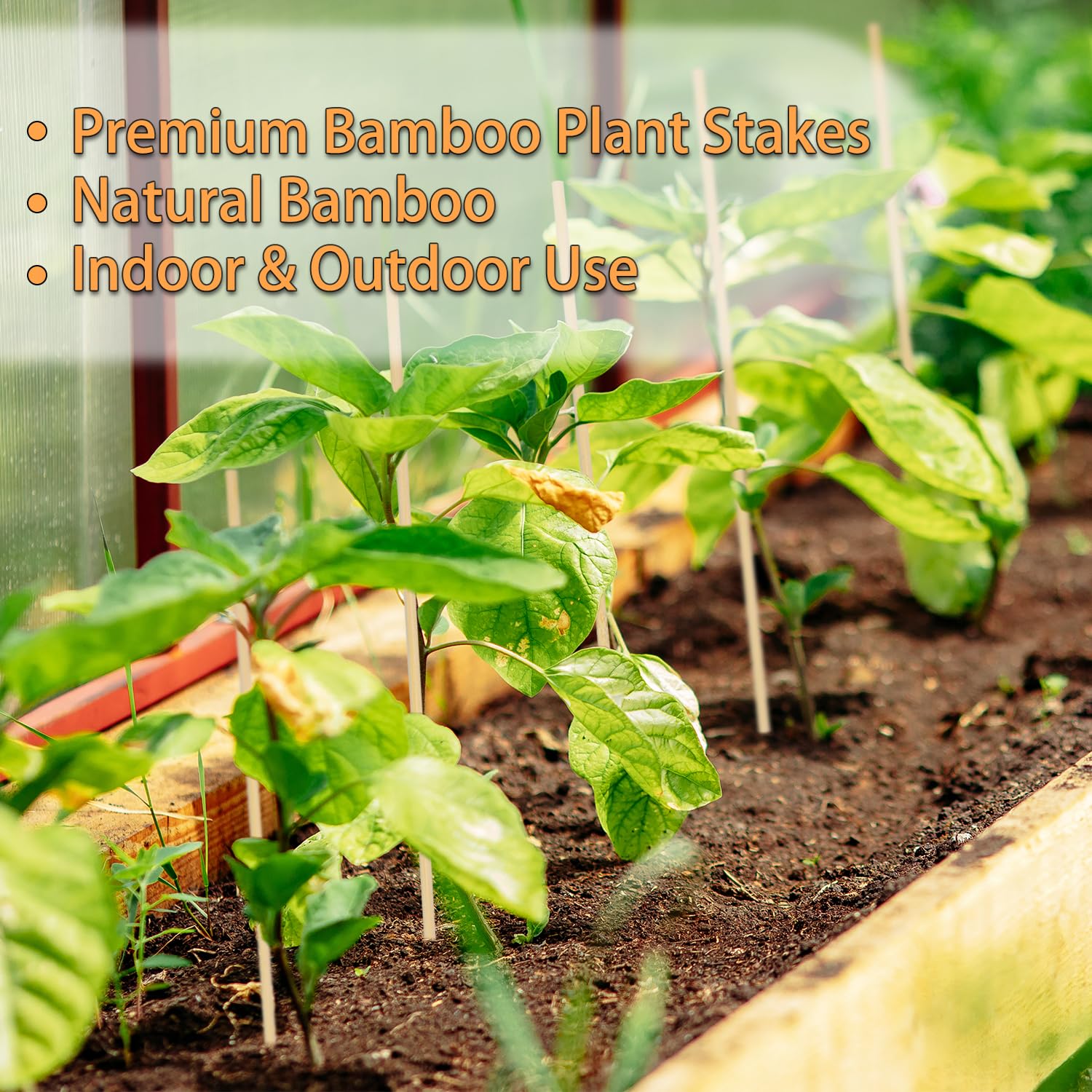 Multiple HAINANSTRY Bamboo Plant Stakes in a garden