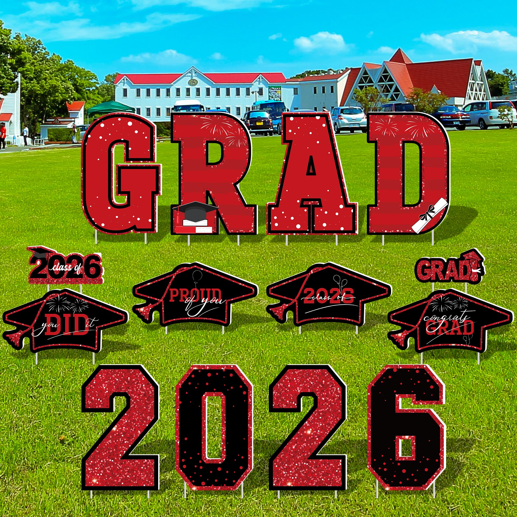 Multiple HOVACY graduation yard signs displayed together