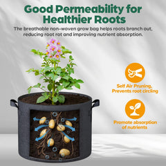 Multiple Jorvila grow bags in a garden setting