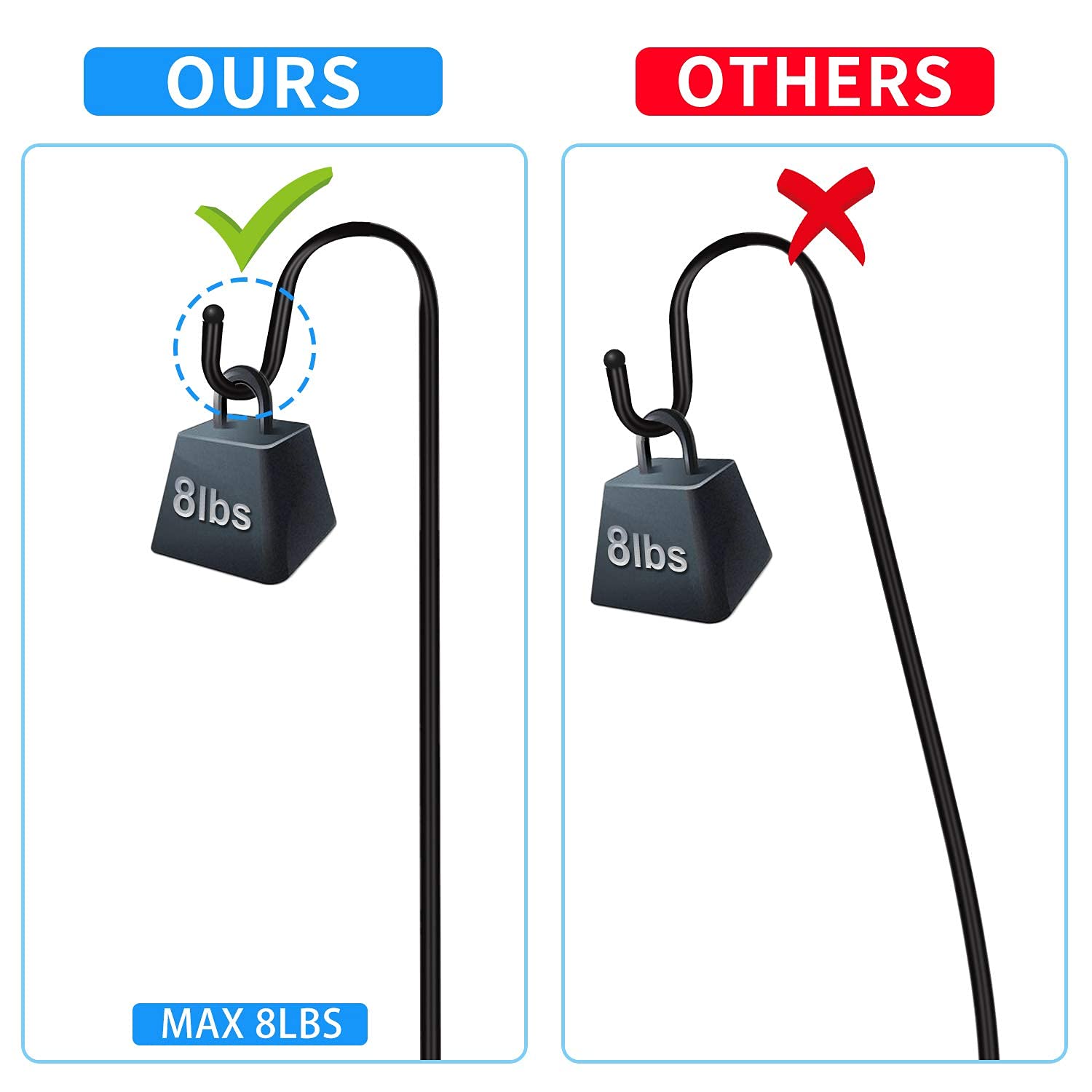 Multiple JOYSEUS Shepherd Hooks in garden