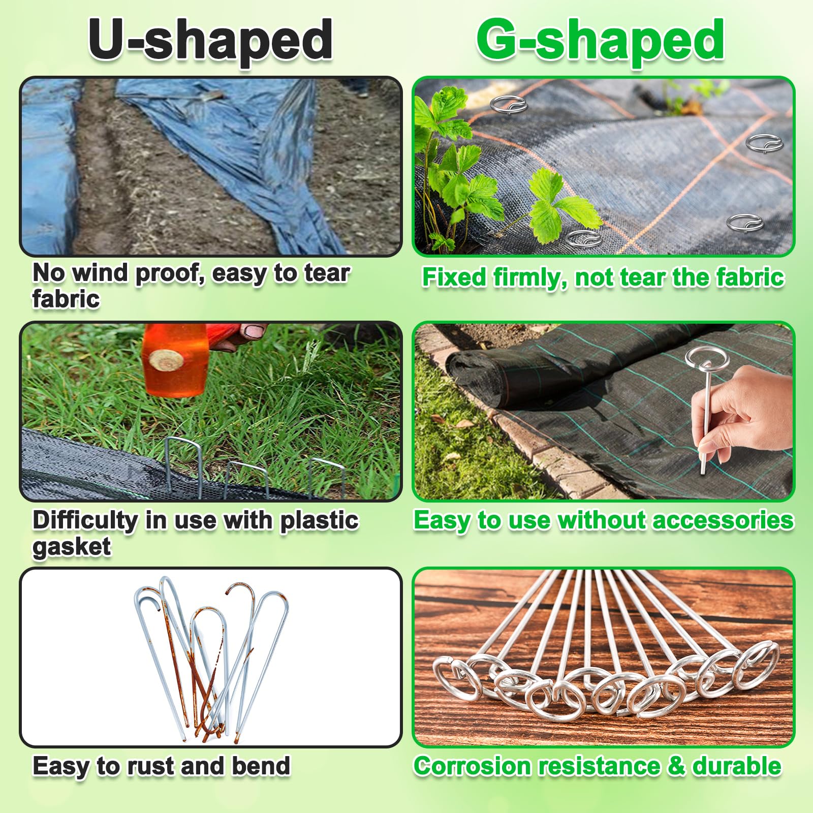 Multiple LLCJYYCY landscape staples on grass in a garden setting