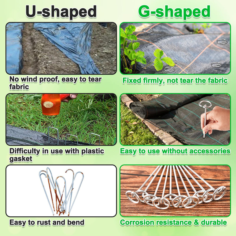 Multiple LLCJYYCY landscape staples on grass in a garden setting