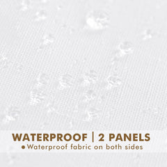 Multiple panels of HolidayIdeas outdoor curtains arranged outdoors