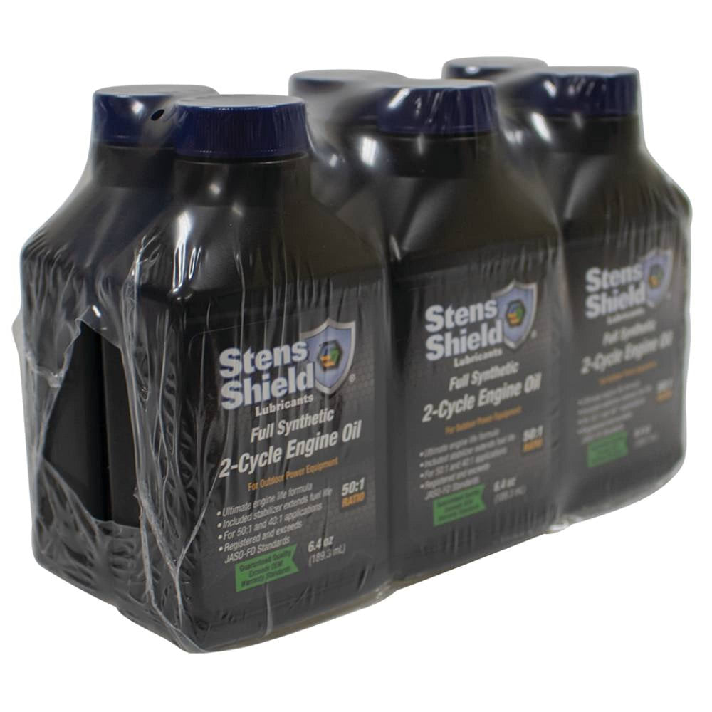 Multiple Stens 2-Cycle Engine Oil bottles shrink-wrapped