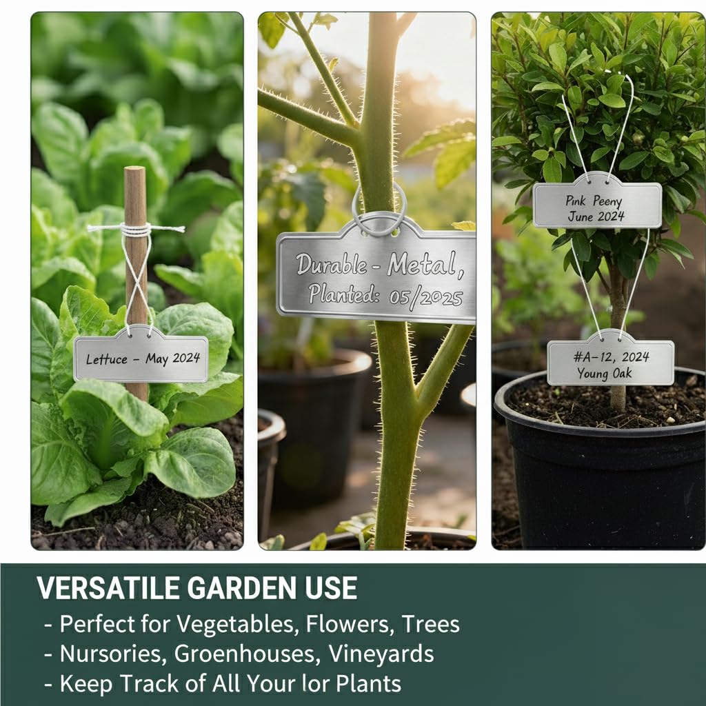 Multiple TCYPUHL plant tags labeled with different plant names