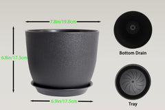 Multiple XQSHPDM 8 Inch plant pots on a patio