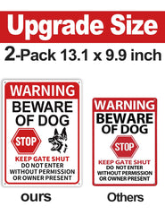 multiwins Beware of Dog Sign close-up showing pre-drilled holes