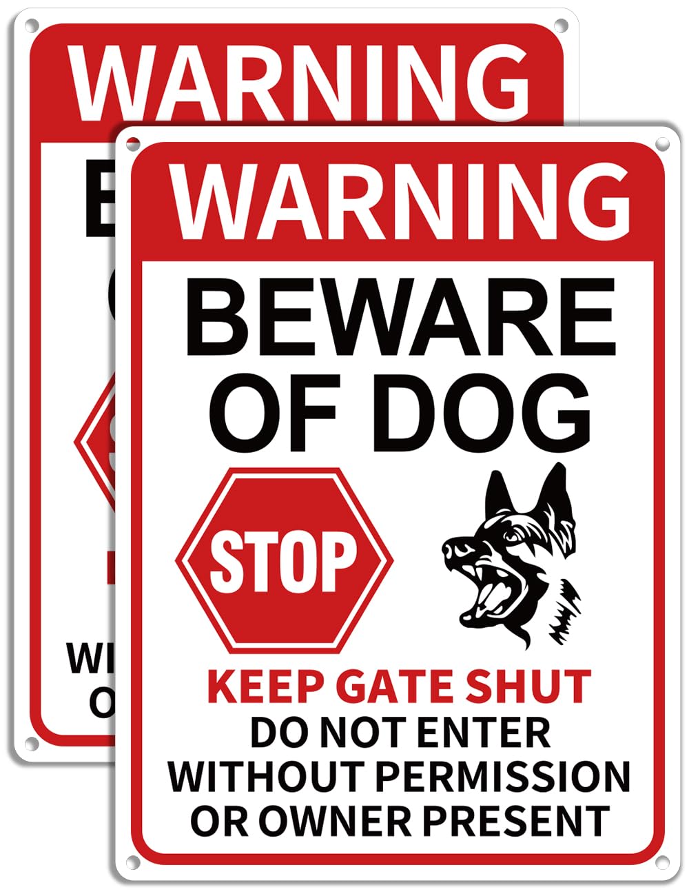 multiwins Beware of Dog Sign front view with reflective finish