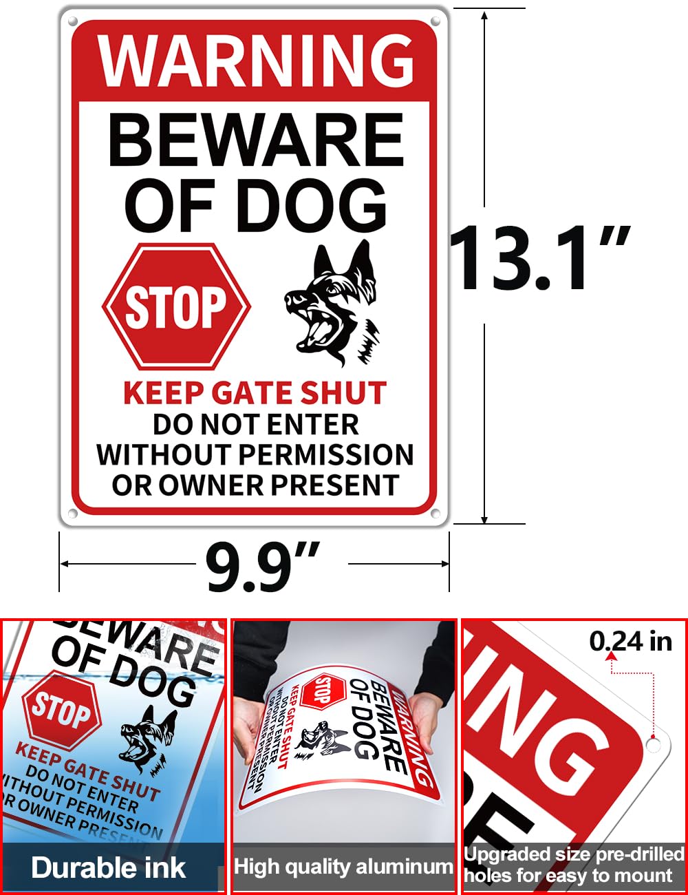 multiwins Beware of Dog Sign in a yard setting