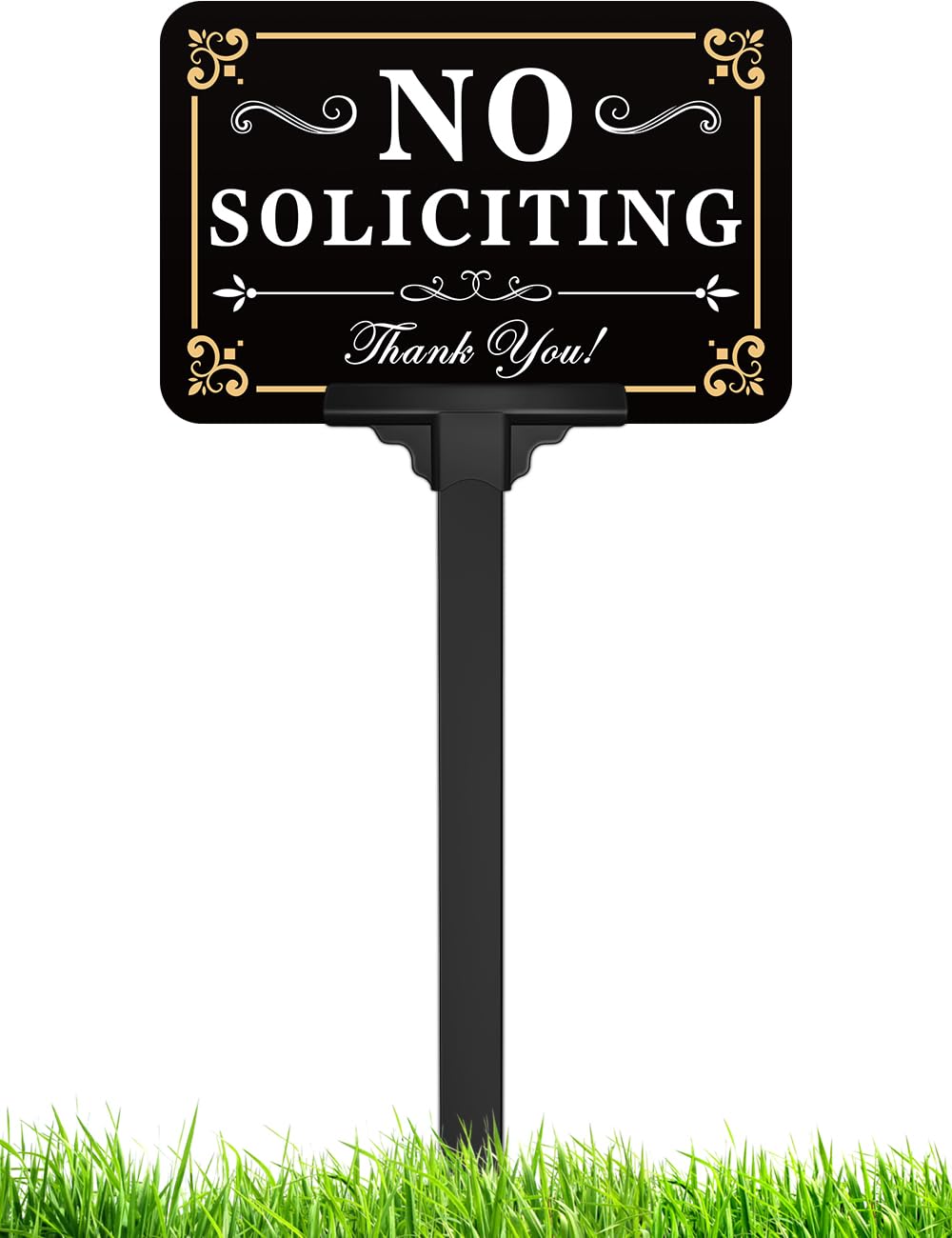 multiwins No Soliciting Sign 12 x 8 inches gold front view
