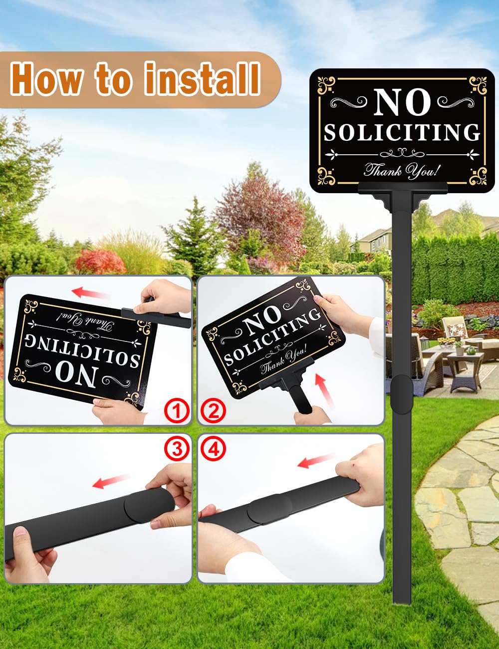 multiwins No Soliciting Sign 37 inch height in garden